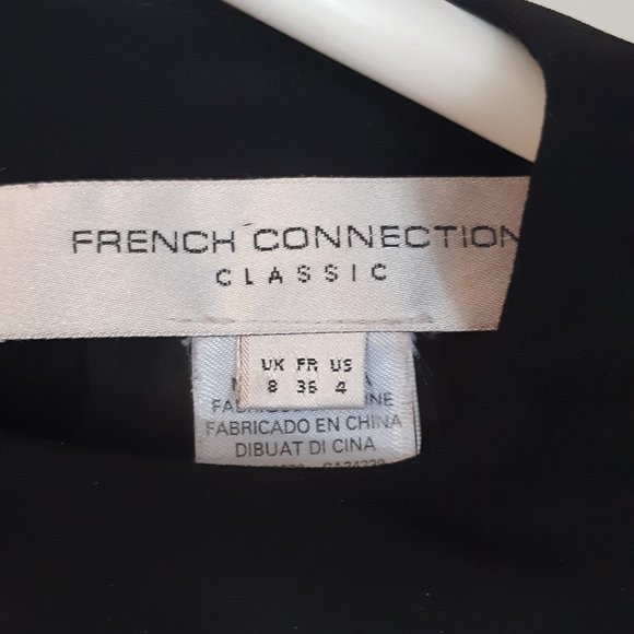 French Connection Blouse Black sheer, feminine 3/4 sleeve peep back - Picture 4 of 7